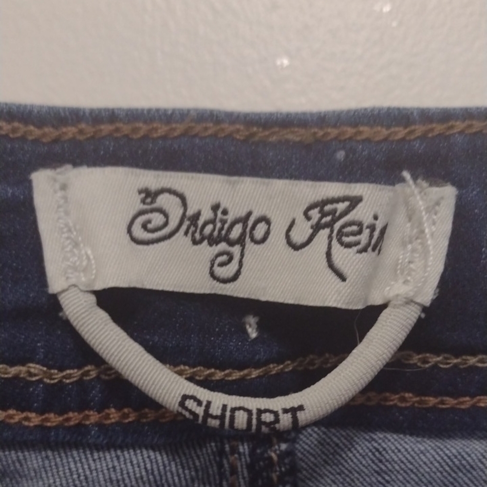 Indigo Rein Blue Jean Shorts with Lace Accents (J295) - Picture 2 of 6